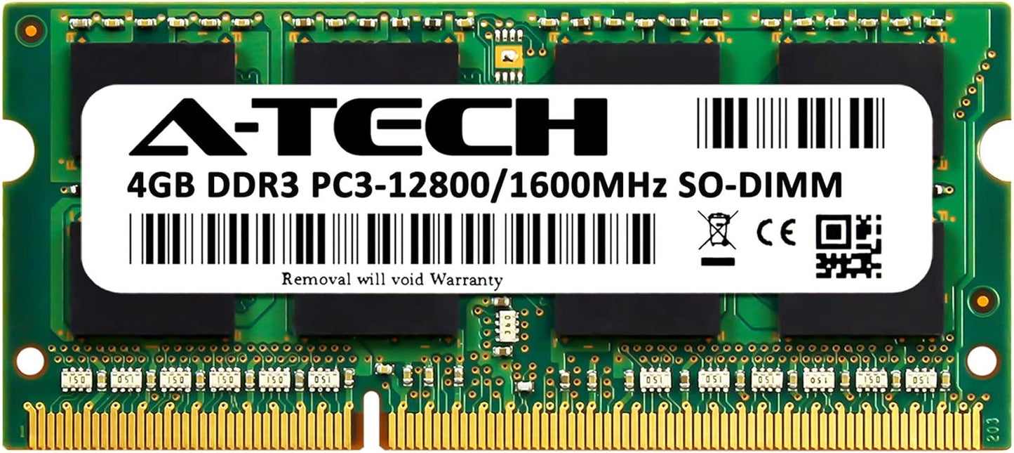 4GB DDR3 1600Mhz PC3-12800 CL11 SODIMM 204-Pin Non-Ecc SO-DIMM Laptop, Notebook RAM Memory Module