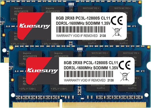 16GB Kit (8GBX2) DDR3L-1600 Sodimm RAM, Pc3L-12800/Pc3L-12800S Memory 204 Pin 1.35V/1.5V CL11 Non-Ecc Unbuffered 2RX8 Dual Rank for Laptop Notebook