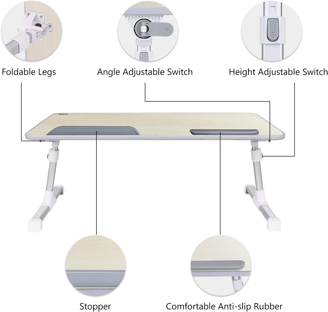 Laptop Bed Tray Table,  (Larger Size) Adjustable Laptop Bed Stand, Portable Standing Table with Foldable Legs, Foldable Lap Tablet Table for Sofa Couch Floor - Large Size