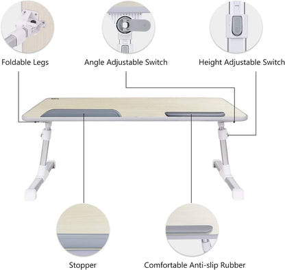 Laptop Bed Tray Table,  (Larger Size) Adjustable Laptop Bed Stand, Portable Standing Table with Foldable Legs, Foldable Lap Tablet Table for Sofa Couch Floor - Large Size