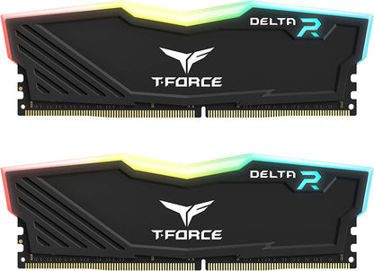 T-Force Delta RGB DDR4 32GB (2X16Gb) 3600Mhz (PC4-28800) CL18 Desktop Gaming Memory Module Ram TF3D432G3600HC18JDC01 - Black