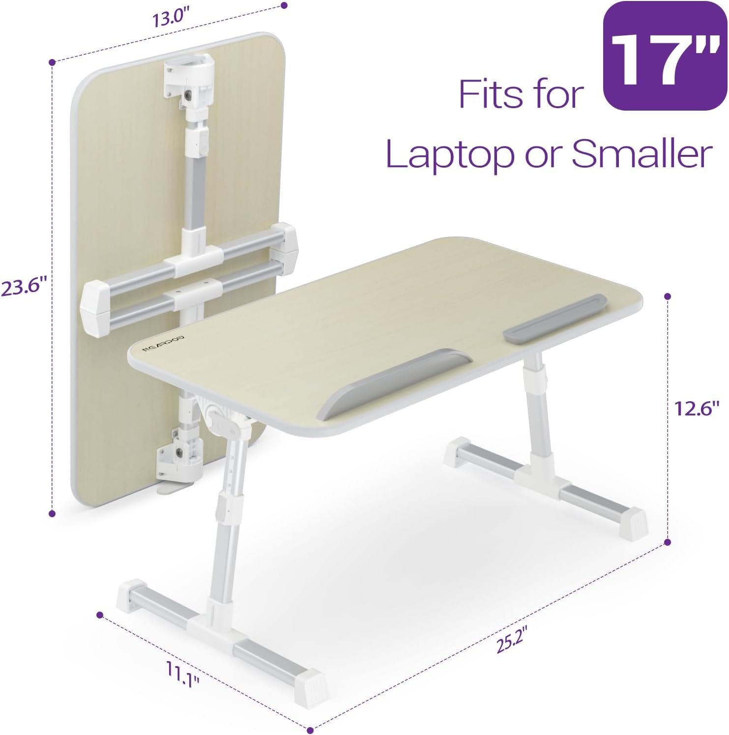 Laptop Bed Tray Table,  (Larger Size) Adjustable Laptop Bed Stand, Portable Standing Table with Foldable Legs, Foldable Lap Tablet Table for Sofa Couch Floor - Large Size