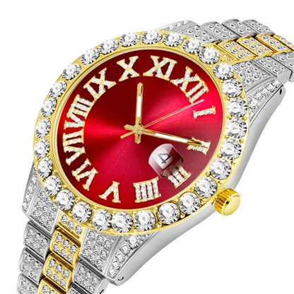 Hip Hop Iced Out Watch Men Luxury Brand Diamond Men'S Watches Calendar Quartz Wristwatches Male Clock Gift for Men Drop Shipping