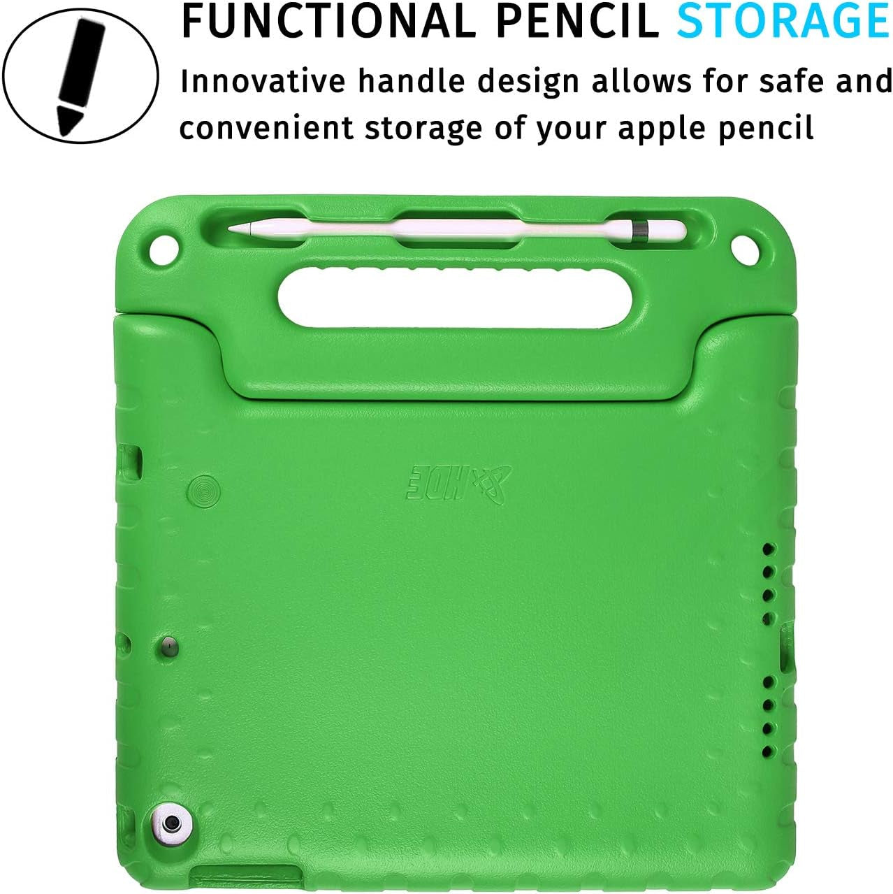 Case for Ipad 9Th Generation 10.2 Inch for Kids with Built-In Screen Protector Shockproof Cover with Handle Stand Fits 2021 9Th Gen, 2020 8Th, 2019 7Th Models Green