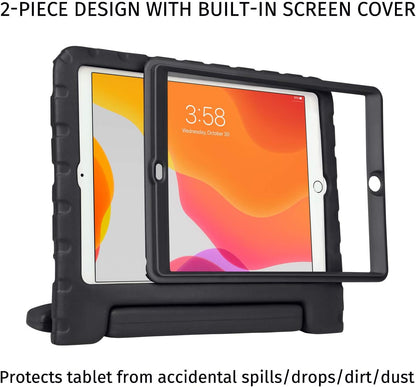 Case for Ipad 9Th Generation 10.2 Inch for Kids with Built-In Screen Protector Shockproof Cover with Handle Stand Fits 2021 9Th Gen, 2020 8Th, 2019 7Th Models Black