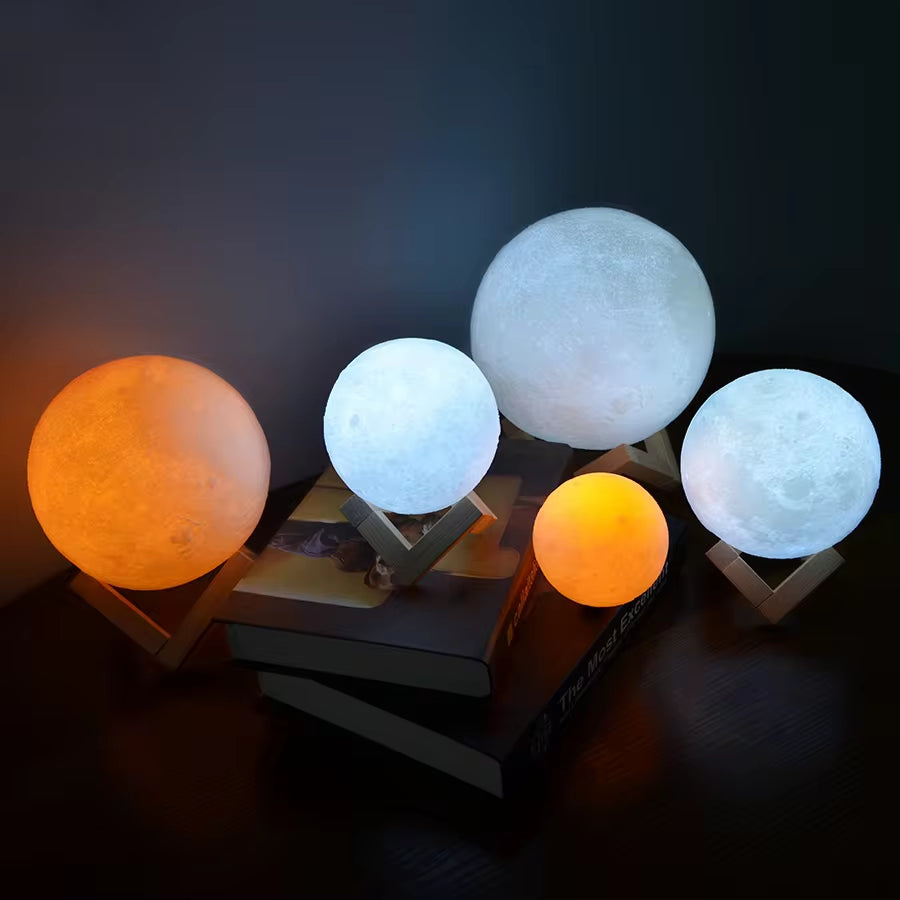 Dropship 3D Print Rechargeable Moon Lamp LED Night Light Creative Touch Switch Moon Light for Bedroom Decoration Birthday Gift