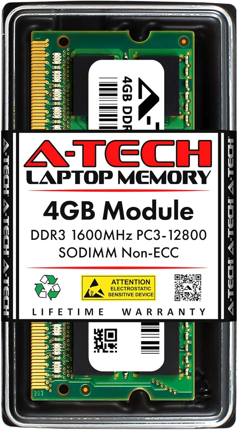 4GB DDR3 1600Mhz PC3-12800 CL11 SODIMM 204-Pin Non-Ecc SO-DIMM Laptop, Notebook RAM Memory Module