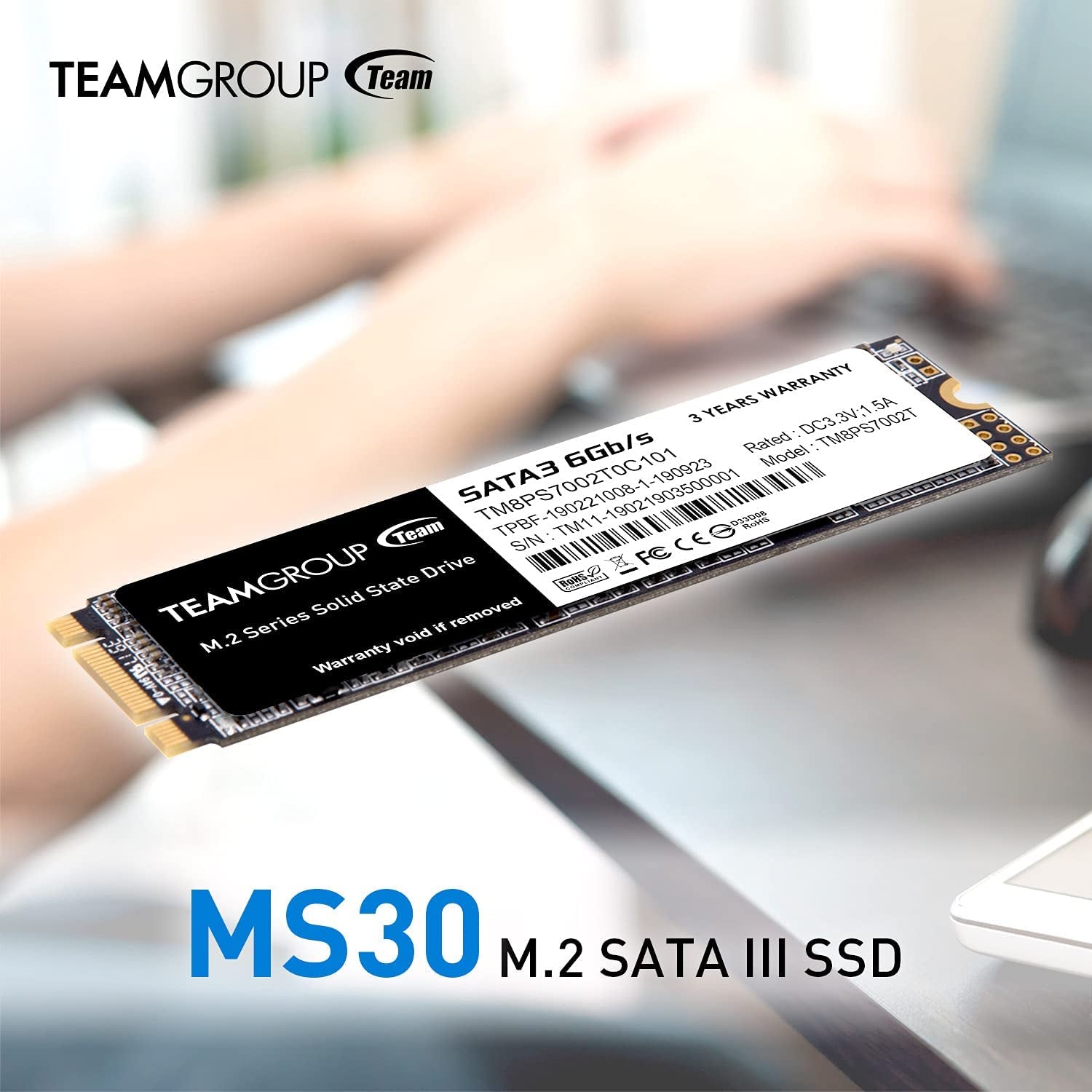 MS30 512GB with SLC Cache 3D NAND TLC M.2 2280 SATA III 6Gb/S Internal Solid State Drive SSD (Read/Write Speed up to 530/430 Mb/S) Compatible with Laptop & PC Desktop TM8PS7512G0C101