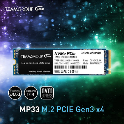 MP33 1TB SLC Cache 3D NAND TLC Nvme 1.3 Pcie Gen3X4 M.2 2280 Internal SSD R/W Speed up to 1800/1500 Mb/S Laptop & PC Desktop TM8FP6001T0C101