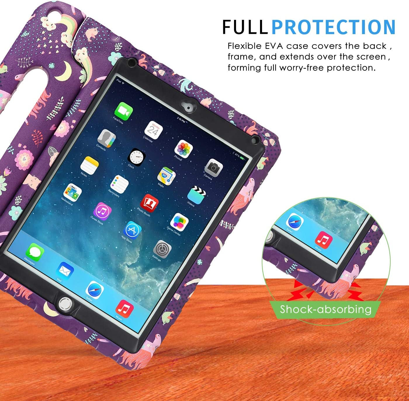 Case for Ipad 9.7 Inch 2018/2017 Kids Shockproof Bumper Hard Cover Handle Stand with Built in Screen Protector for Apple Education 6Th / 5Th Generation