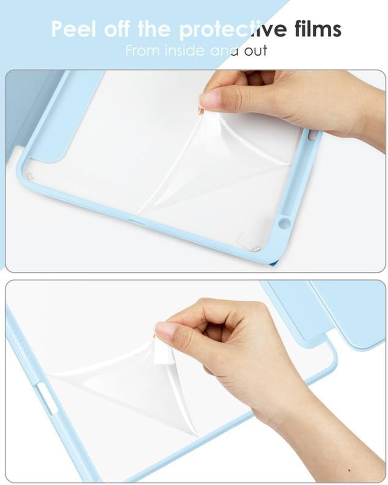 for Ipad Pro 11 Inch 4Th/3Rd/2Nd/1St Generation Case, Ipad Air 11-Inch / 5Th / 4Th Generation Case with Clear Back,Pencil Holder,Auto Sleep/Wake,Camera Protection,Ice Blue