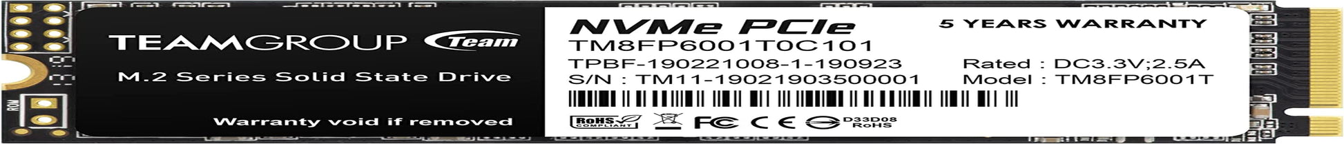 MP33 1TB SLC Cache 3D NAND TLC Nvme 1.3 Pcie Gen3X4 M.2 2280 Internal SSD R/W Speed up to 1800/1500 Mb/S Laptop & PC Desktop TM8FP6001T0C101