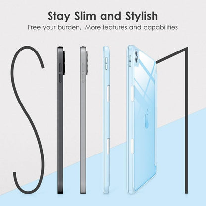 for Ipad Pro 11 Inch 4Th/3Rd/2Nd/1St Generation Case, Ipad Air 11-Inch / 5Th / 4Th Generation Case with Clear Back,Pencil Holder,Auto Sleep/Wake,Camera Protection,Ice Blue